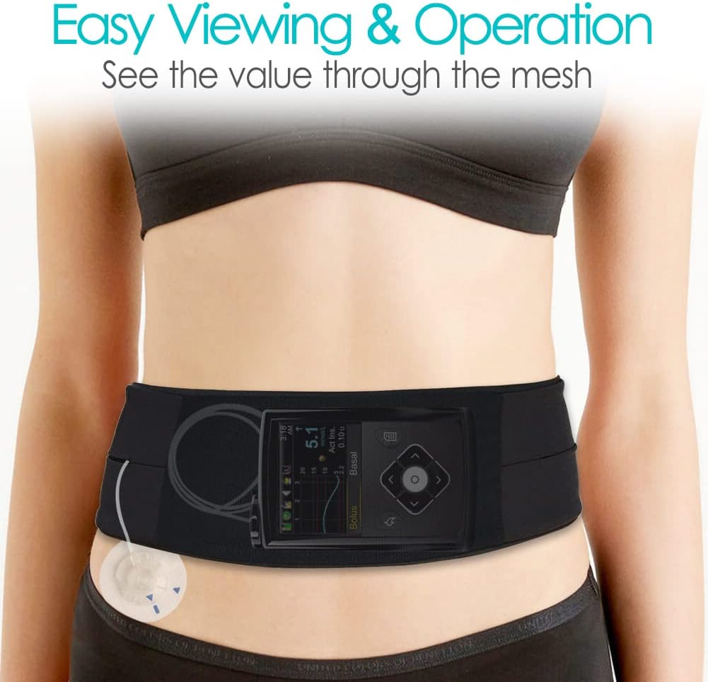 Insulin Pump Belt with Mesh Pouch for Easy Viewing Operation